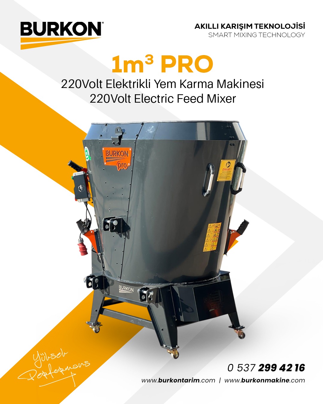 1m3 PRO 220 Volt Elektrikli Yem Karma Makinesi